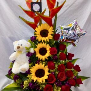 Rosas y peluche Flores Cali
