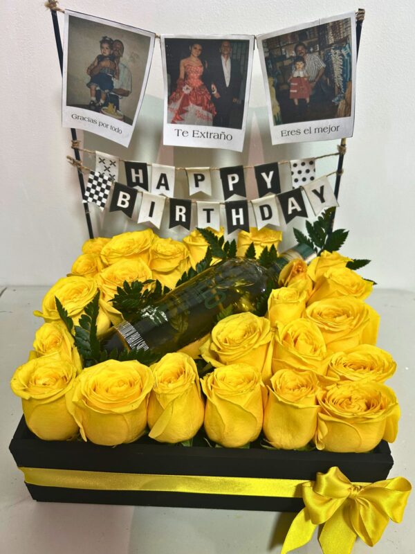 Caja Rosas y licor Cali